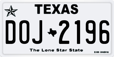 TX license plate DOJ2196