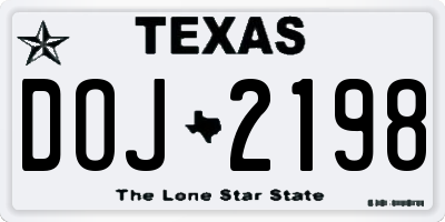 TX license plate DOJ2198