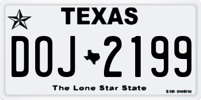 TX license plate DOJ2199