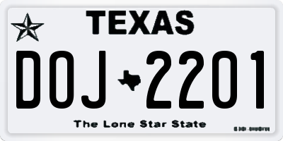 TX license plate DOJ2201