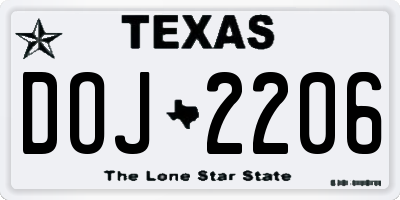 TX license plate DOJ2206