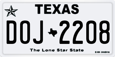 TX license plate DOJ2208