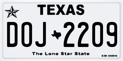 TX license plate DOJ2209