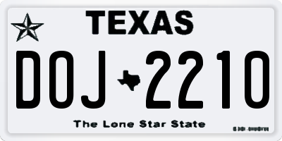 TX license plate DOJ2210