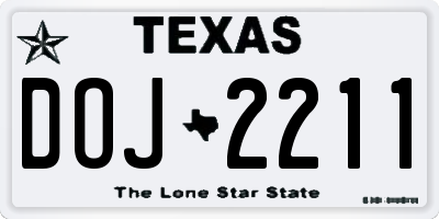 TX license plate DOJ2211