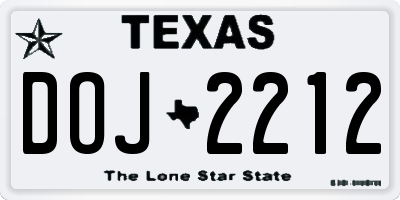 TX license plate DOJ2212