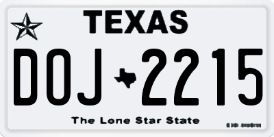 TX license plate DOJ2215