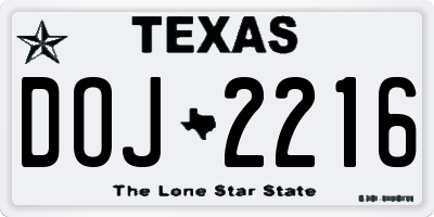 TX license plate DOJ2216