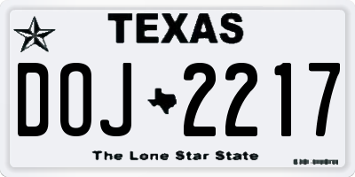 TX license plate DOJ2217