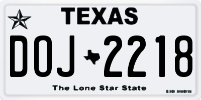 TX license plate DOJ2218
