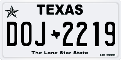 TX license plate DOJ2219