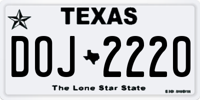 TX license plate DOJ2220