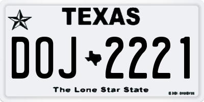 TX license plate DOJ2221