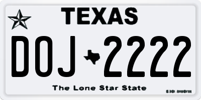 TX license plate DOJ2222