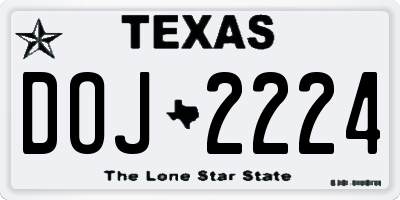 TX license plate DOJ2224