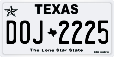 TX license plate DOJ2225