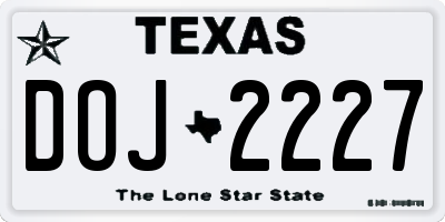 TX license plate DOJ2227