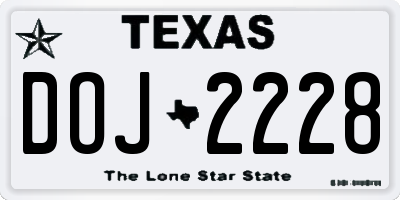 TX license plate DOJ2228