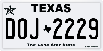 TX license plate DOJ2229