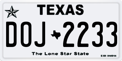 TX license plate DOJ2233
