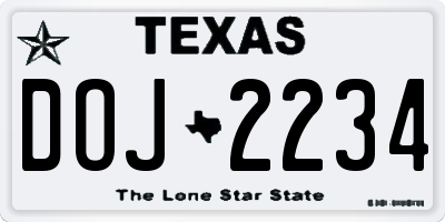 TX license plate DOJ2234