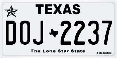 TX license plate DOJ2237