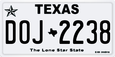 TX license plate DOJ2238
