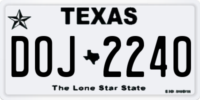 TX license plate DOJ2240