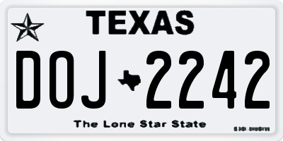 TX license plate DOJ2242