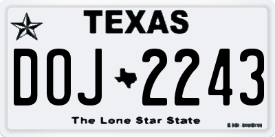 TX license plate DOJ2243