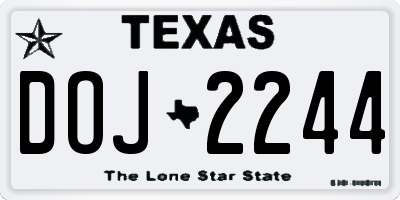 TX license plate DOJ2244