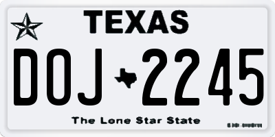 TX license plate DOJ2245