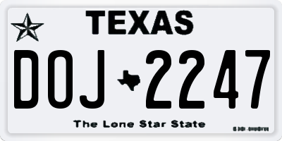 TX license plate DOJ2247