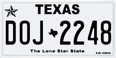TX license plate DOJ2248