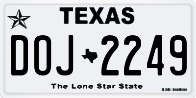 TX license plate DOJ2249