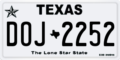 TX license plate DOJ2252