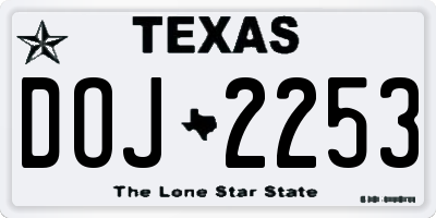 TX license plate DOJ2253