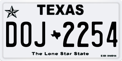 TX license plate DOJ2254