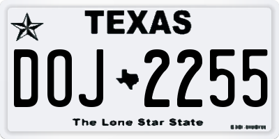 TX license plate DOJ2255