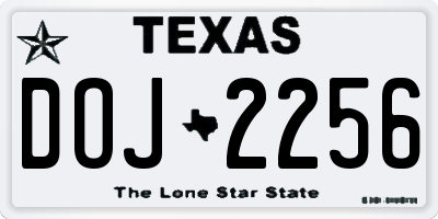 TX license plate DOJ2256