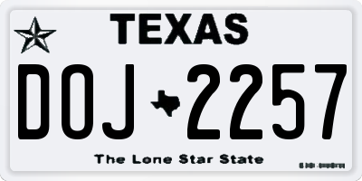 TX license plate DOJ2257