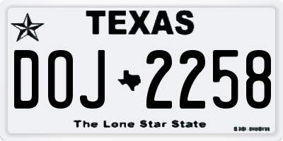 TX license plate DOJ2258