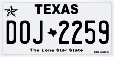 TX license plate DOJ2259