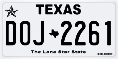 TX license plate DOJ2261