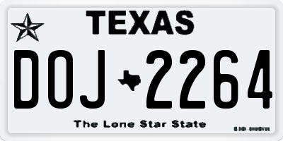 TX license plate DOJ2264