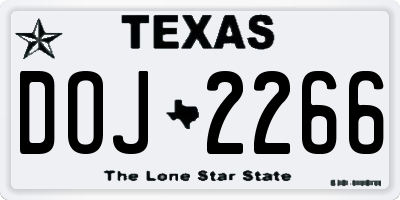 TX license plate DOJ2266