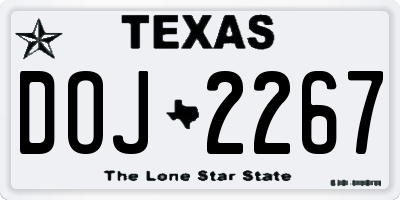 TX license plate DOJ2267