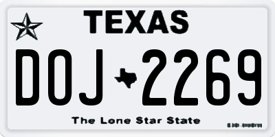TX license plate DOJ2269