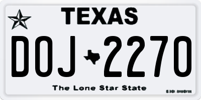 TX license plate DOJ2270