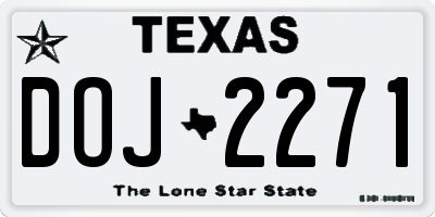 TX license plate DOJ2271